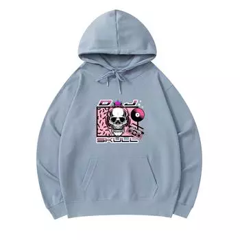 300 г/м Мужские хлопковые толстовки с капюшоном DJ SKULL Print Премиум хлопок Толстовка XS армия зеленый