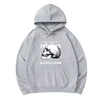 300 г/м Мужские хлопковые толстовки с капюшоном Rebelion Skull Print Премиум хлопок Толстовка XS армия зеленый
