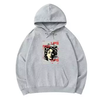 300 г/м Мужские хлопковые толстовки с капюшоном с принтом красных губ Премиум-хлопковая толстовка XS армия зеленый