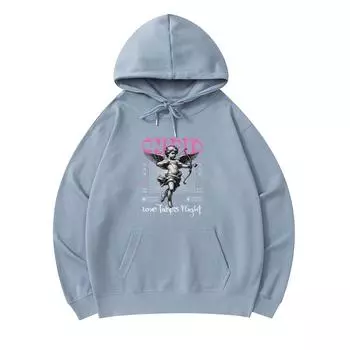 300 г/м Мужские хлопковые толстовки с капюшоном Cupid Love Takes Flight Print Премиум хлопок Толстовка XS армия зеленый