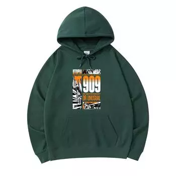 300 г/м Мужские хлопковые толстовки с капюшоном Utopia 909 с принтом аниме Streetwear Премиум Хлопковая толстовка XS армия зеленый