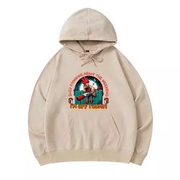 300 г/м Мужские хлопковые толстовки с капюшоном Sleepy Rooster Off Day Lazy Morning Милый принт с курицей Премиум Хлопковая толстовка XS армия зеленый