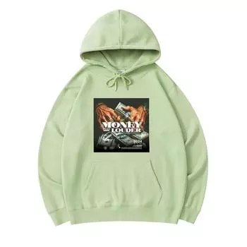 300 г/м Мужские хлопковые толстовки с капюшоном Money Talk Louder Print Премиум хлопковая толстовка XS армия зеленый