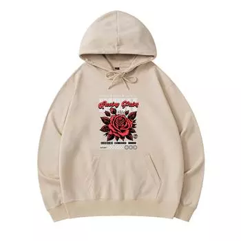 300 г/м Мужские хлопковые толстовки с капюшоном с принтом Rose Y2K Премиум Хлопковая толстовка XS армия зеленый
