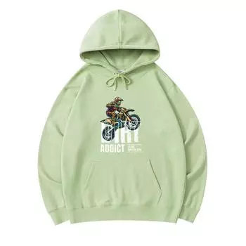 300 г/м Мужские хлопковые толстовки с капюшоном Motocross Dirt Addict Print Премиум хлопок Толстовка XS армия зеленый