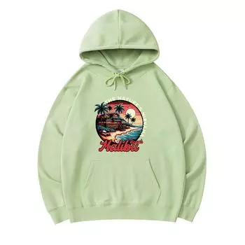 300 г/м Мужские хлопковые толстовки с капюшоном Malibu Beach The Natures Nirvana Print Премиум Хлопковая толстовка XS армия зеленый