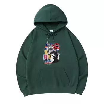 300 г/м Мужские хлопковые толстовки с принтом UK Punks Премиум Хлопковая толстовка XS армия зеленый