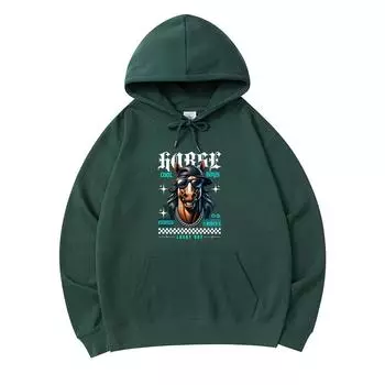 300 г/м Мужские хлопковые толстовки с капюшоном Lucky Day Print Премиум Хлопковая толстовка XS армия зеленый