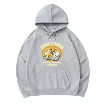 300 г/м Мужские хлопковые толстовки с капюшоном Paws & Chill Print Премиум Хлопковая толстовка XS армия зеленый