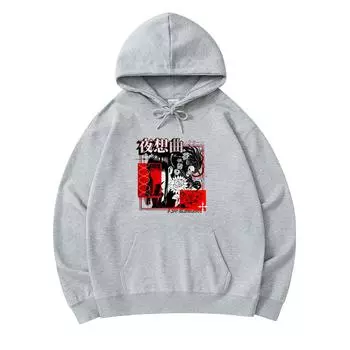 300 г/м Мужские хлопковые толстовки с капюшоном Nocturne с принтом японского аниме Премиум-хлопковая толстовка XS армия зеленый