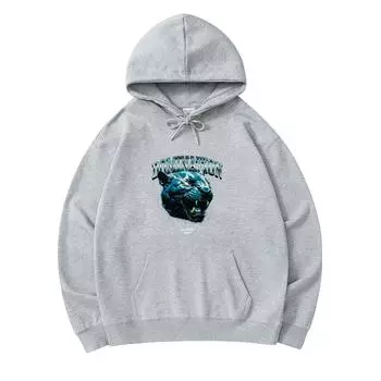 300 г/м Мужские хлопковые толстовки с принтом пантеры Премиум Хлопковая толстовка XS армия зеленый