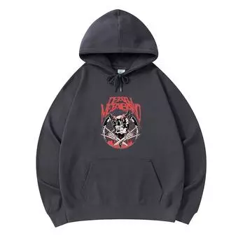 300 г/м Мужские хлопковые толстовки с капюшоном Heavy Metal Band Dark Flaming Skull Print Премиум хлопковая толстовка XS армия зеленый