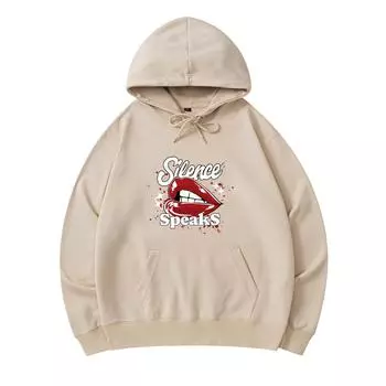 300 г/м Мужские хлопковые толстовки с капюшоном Silence Speaks Print Премиум хлопковая толстовка XS армия зеленый