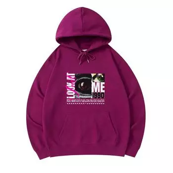 300 г/м Мужские хлопковые толстовки с капюшоном Just Look At Me Print Премиум-хлопковая толстовка XS армия зеленый