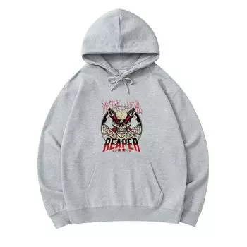 300 г/м Мужские хлопковые толстовки с капюшоном Reaper Metal Head Print Премиум Хлопковая толстовка XS армия зеленый