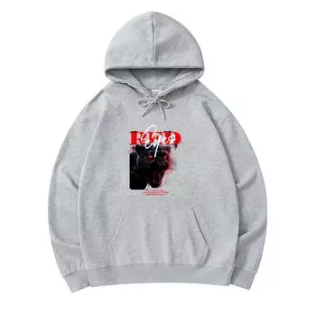 300 г/м Мужские хлопковые толстовки с принтом красных глаз Премиум Хлопковая толстовка XS армия зеленый