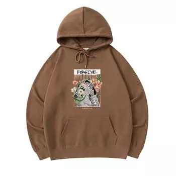 300 г/м Мужские хлопковые толстовки с капюшоном Forgive Print Премиум хлопковая толстовка XS армия зеленый