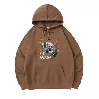 300 г/м Мужские хлопковые толстовки с капюшоном с принтом Eye Looking, хлопковая толстовка премиум-класса XS армия зеленый