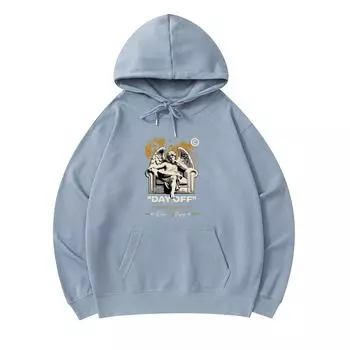 300 г/м Мужские хлопковые толстовки с капюшоном Day Off Print Премиум хлопок Толстовка XS армия зеленый