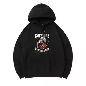 300 г/м Мужские хлопковые толстовки с капюшоном Caffeine Queen Print Премиум Хлопковая толстовка XS армия зеленый