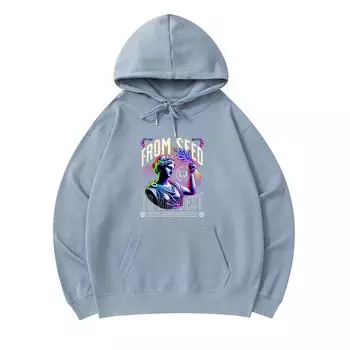 300 г/м Мужские хлопковые толстовки с капюшоном Деметра Богиня греческой мифологии Неоновый принт Y2k Премиум Хлопковая толстовка XS армия зеленый