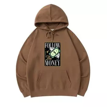 300 г/м Мужские хлопковые толстовки с капюшоном Follow The Money Print Премиум-хлопковая толстовка XS армия зеленый