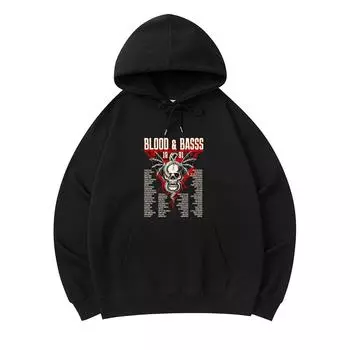 300 г/м Мужские хлопковые толстовки с капюшоном Blood & Basss Snake and Skull Print Премиум Хлопковая толстовка XS армия зеленый