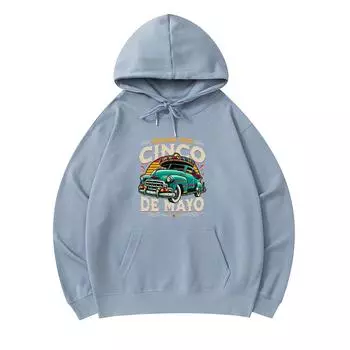300 г/м Мужские хлопковые толстовки с капюшоном Cruisin into Cinco de Mayo с принтом Премиум-хлопковая толстовка XS армия зеленый