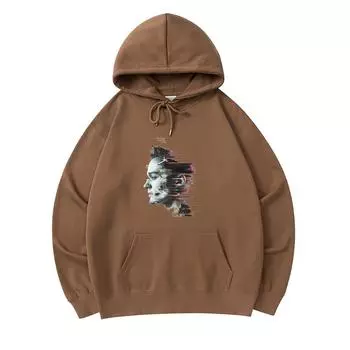 300 г/м Мужские хлопковые толстовки с капюшоном Футуристическая уличная графика (0001) Свитшот из хлопка премиум-класса с принтом XS армия зеленый