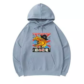 300 г/м Мужские хлопковые толстовки с капюшоном с принтом динозавра и пирата Премиум Хлопковая толстовка XS армия зеленый