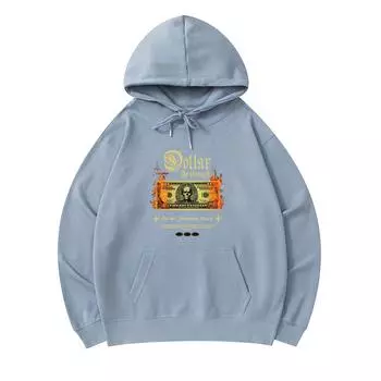 300 г/м Мужские хлопковые толстовки с капюшоном с принтом доллара Премиум-хлопковая толстовка XS армия зеленый