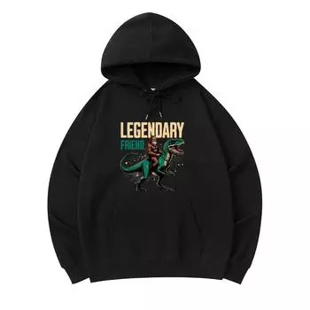300 г/м Мужские хлопковые толстовки с капюшоном с принтом Bigfoot и T-rex Премиум Хлопковая толстовка XS армия зеленый