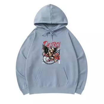 300 г/м Мужские хлопковые толстовки с принтом Destroy, хлопковая толстовка премиум-класса XS армия зеленый