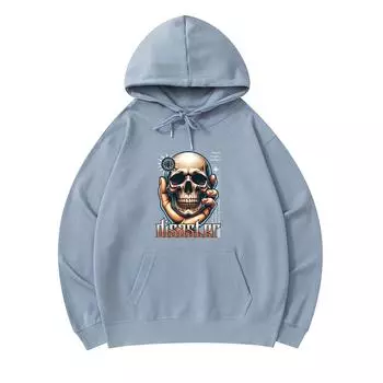 300 г/м Мужские хлопковые толстовки с капюшоном с принтом черепа катастрофы Премиум Хлопковая толстовка XS армия зеленый