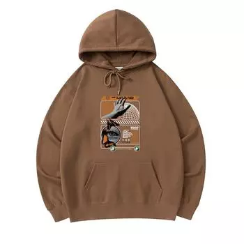 300 г/м Мужские хлопковые толстовки с капюшоном Футуристический уличный принт Премиум хлопок Толстовка XS армия зеленый