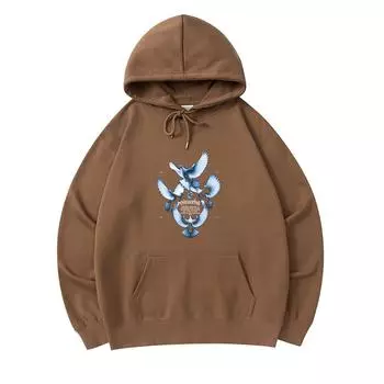 300 г/м Мужские хлопковые толстовки с капюшоном с принтом Dove, толстовка из премиального хлопка XS армия зеленый