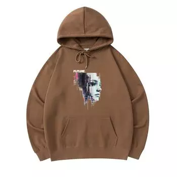 300 г/м Мужские хлопковые толстовки с капюшоном Футуристическая уличная графика (0002) Свитшот из хлопка премиум-класса с принтом XS армия зеленый