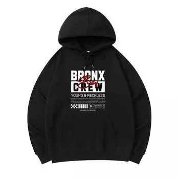 300 г/м Мужские хлопковые толстовки с капюшоном Bronx Boy Crew Streetwear Типографский принт Премиум Хлопковая толстовка XS армия зеленый