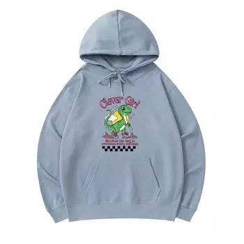 300 г/м Мужские хлопковые толстовки с капюшоном Clever Girl Print Премиум хлопок Толстовка XS армия зеленый