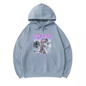 300 г/м Мужские хлопковые толстовки с капюшоном с принтом Damned Robot Премиум Хлопковая толстовка XS армия зеленый