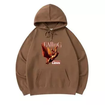 300 г/м Мужские хлопковые толстовки с капюшоном с принтом Falling With Love Премиум Хлопковая толстовка XS армия зеленый