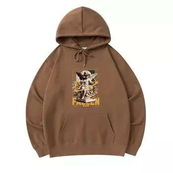 300 г/м Мужские хлопковые толстовки с капюшоном с принтом Fallen Print Premium Cotton Sweatshirt XS армия зеленый