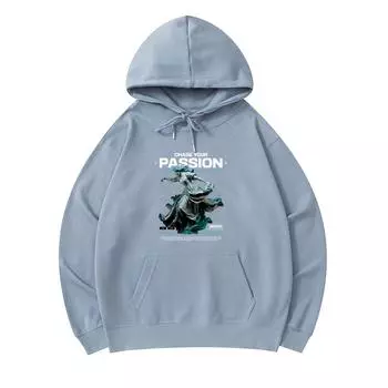 300 г/м Мужские хлопковые толстовки с капюшоном Chase Your Passion Print Премиум хлопковая толстовка XS армия зеленый