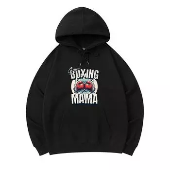 300 г/м Мужские хлопковые толстовки с капюшоном Boxing Mama Print Премиум хлопок Толстовка XS армия зеленый