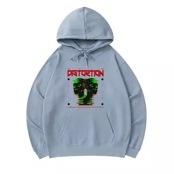 300 г/м Мужские хлопковые толстовки с капюшоном Distortion Print Премиум хлопок Толстовка XS армия зеленый