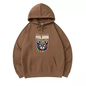 300 г/м Мужские хлопковые толстовки с капюшоном Feel Good Every Day Print Премиум хлопковая толстовка XS армия зеленый