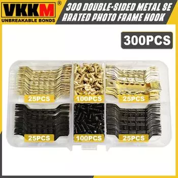 300 gold black double-sided metal serrated photo frame hook