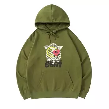 300 GSM Men s Cotton Hoodies Absolut Perfect Beat Print Premium Cotton Sweatshirt XS армия зеленый