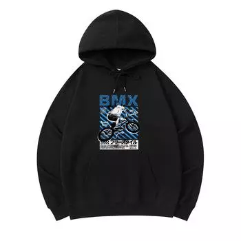 300 GSM Men s Cotton Hoodies Bmx Freestyle Print Premium Cotton Sweatshirt XS армия зеленый
