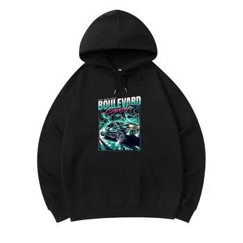 300 GSM Men s Cotton Hoodies Boulevard Cruiser Print Premium Cotton Sweatshirt XS армия зеленый